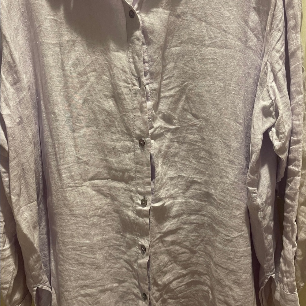 Light Purple Long Button-Up Tunic - Picture 3 of 4